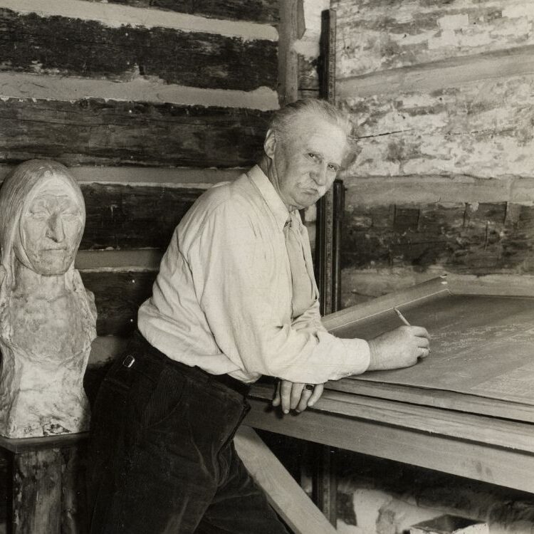 The landscape artist at his drafting table