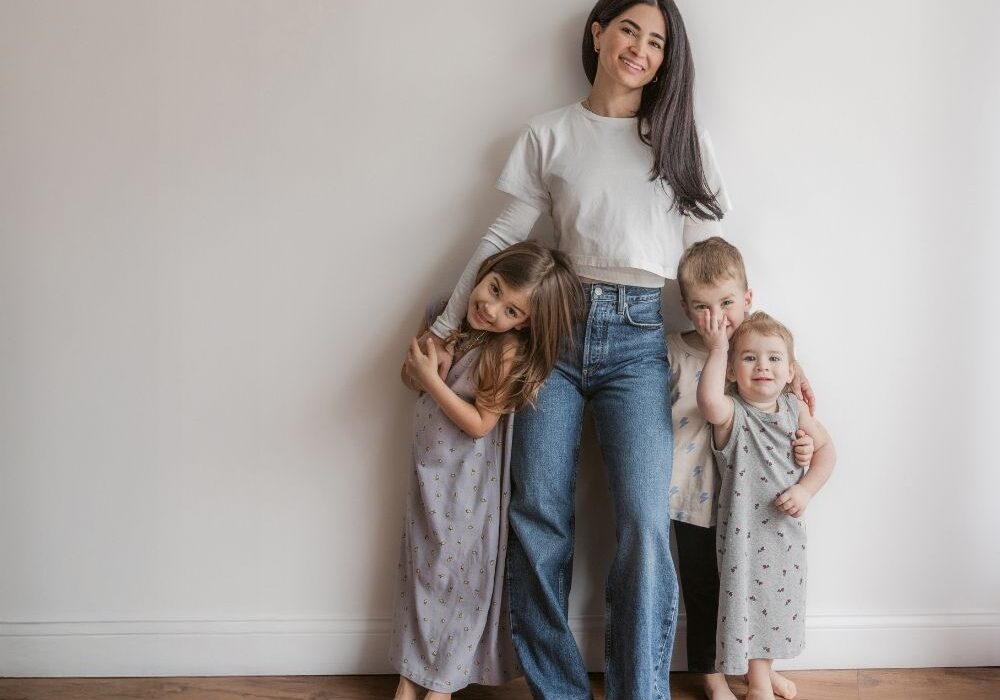 Gemma Korus 
and the inspiration for her children’s clothing line: 
Bari (6), Leo (3), and Yara (2). <br><i>Photo courtesy of Summer Brader photography</i>